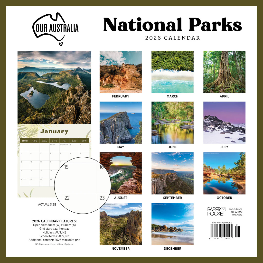 Paper Pocket Our Australia National Parks 2026 Calendar - Image 4