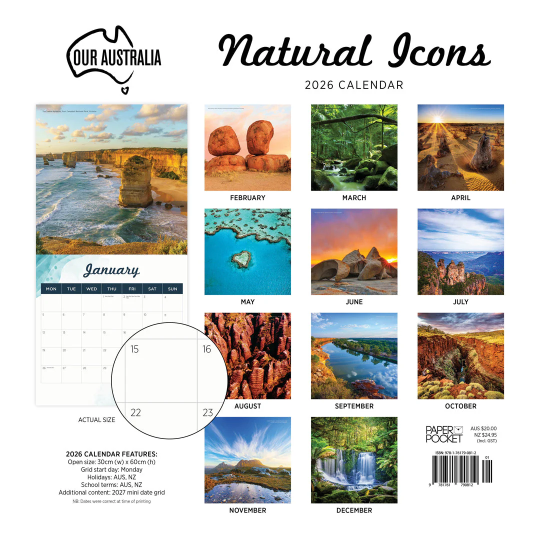 Paper Pocket Our Australia Natural Icons 2026 Calendar - Image 4