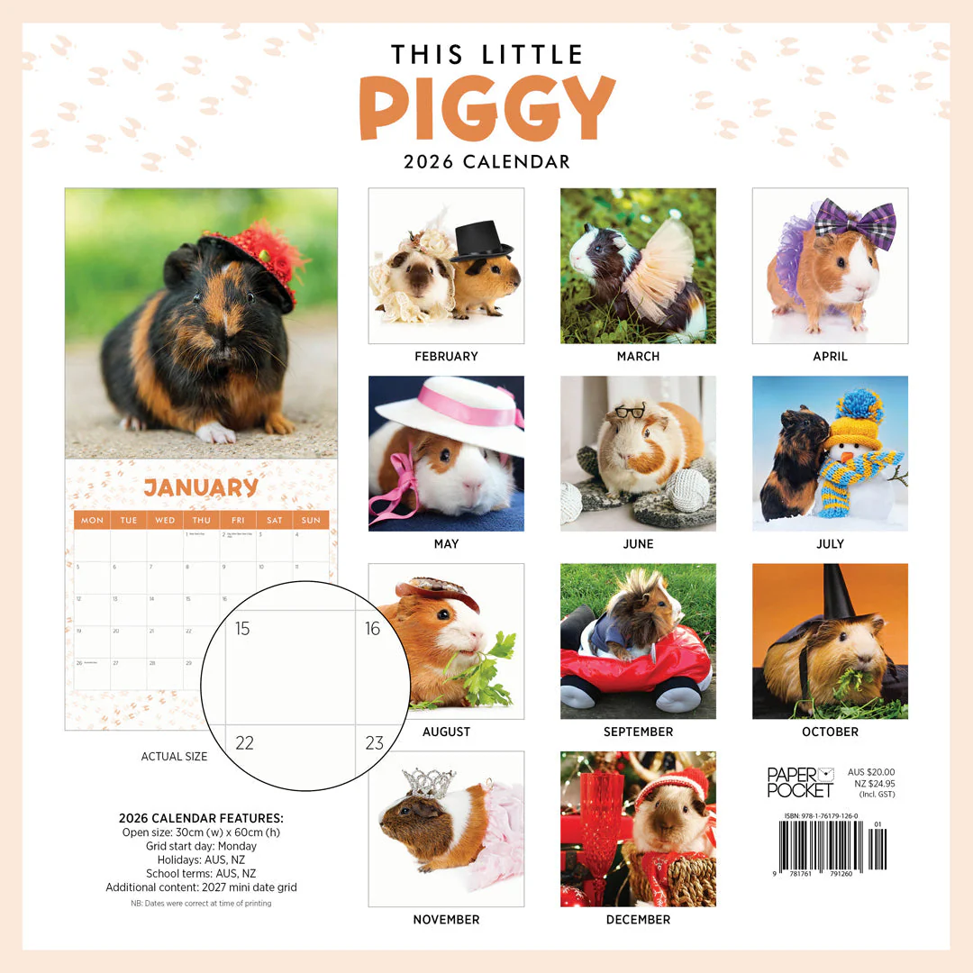 Paper Pocket This Little Piggy 2026 Calendar - Image 4