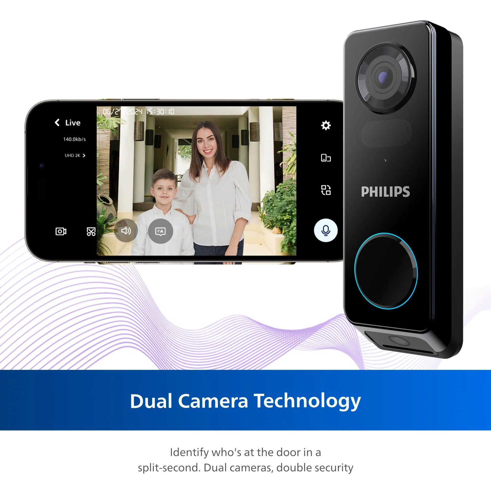Philips 2K Dual‑Camera Smart Video Doorbell with Chime - Image 4