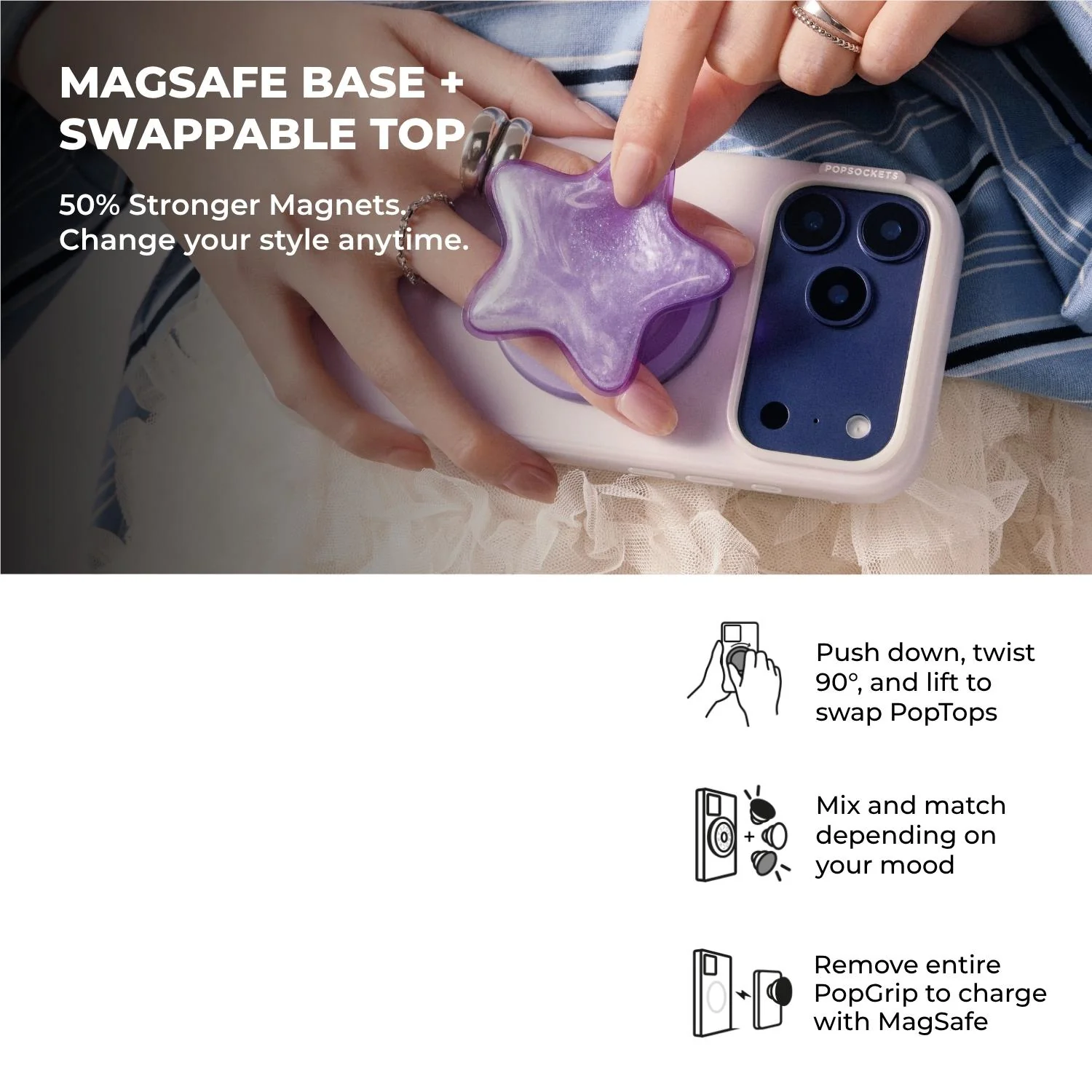 Pokemon X PopSockets PopGrip MagSafe Phone Grip/Stand with Swappable Top (Gengar Tidepool) - Image 7