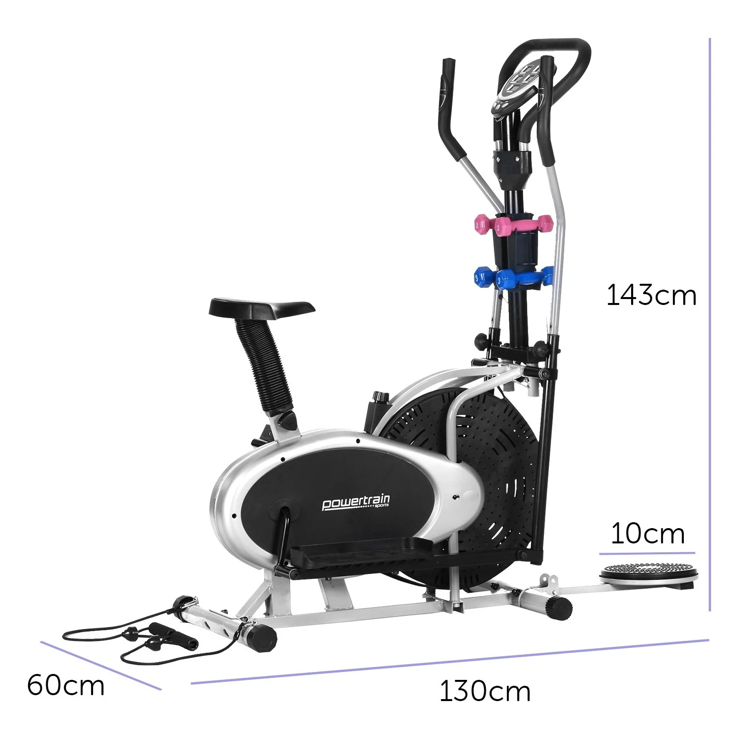 Powertrain 6-in-1 Elliptical Cross Trainer Bike with Weights and Twist Disc - Image 9