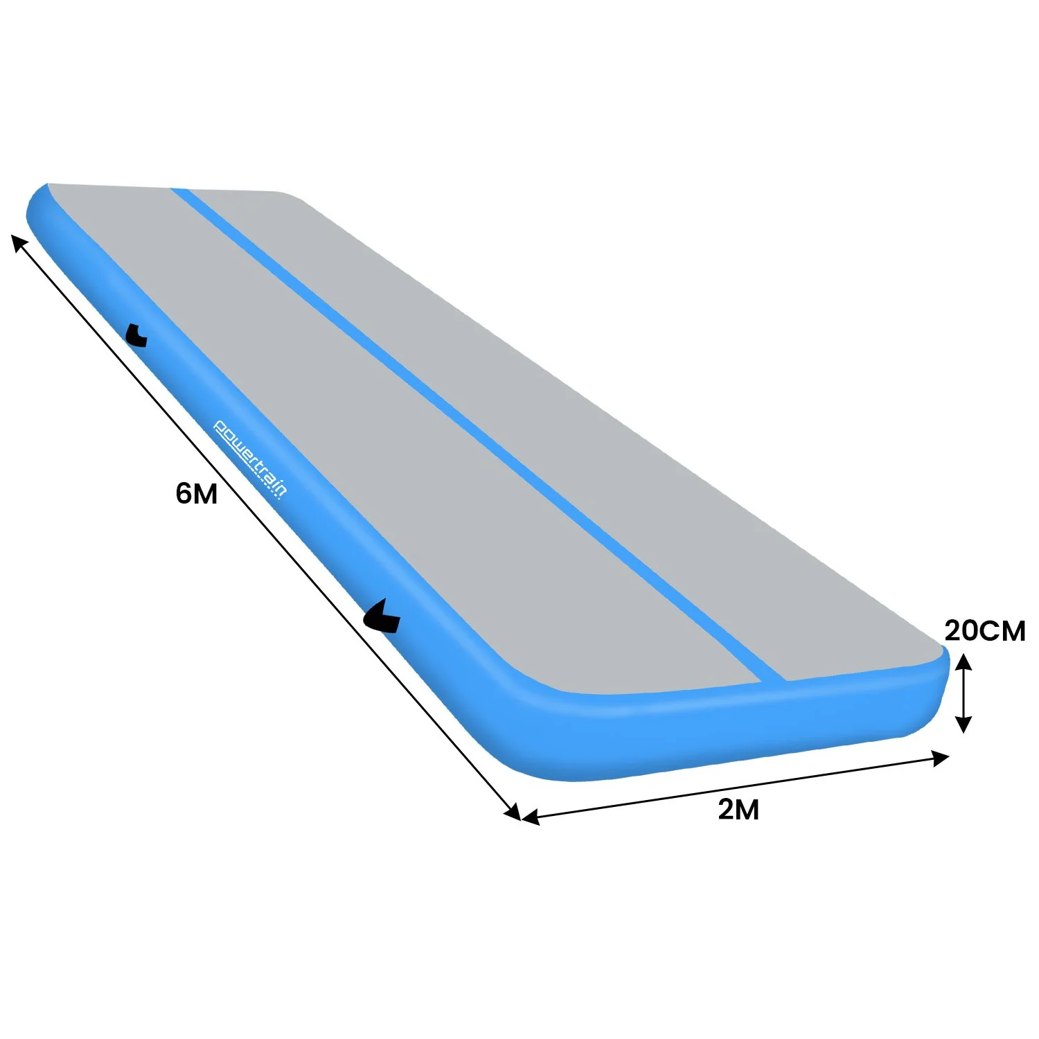 Powertrain 6m x 2m x 20cm Air Track Gymnastics Mat Tumbling Exercise (Grey Blue) - Image 2