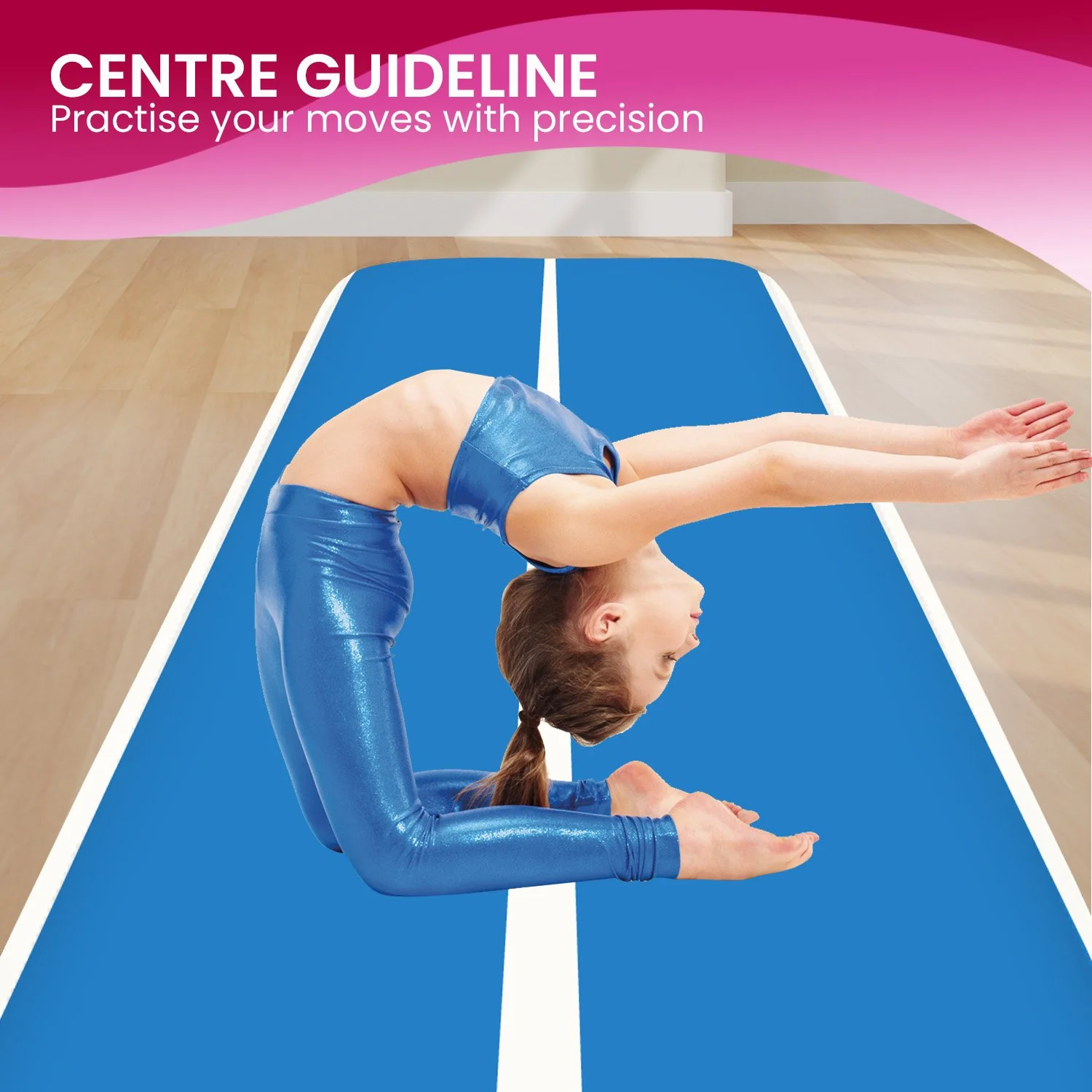 Powertrain 8m x 1m x 20cm Air Track Inflatable Gymnastics Mat Tumbling (Blue White) - Image 8