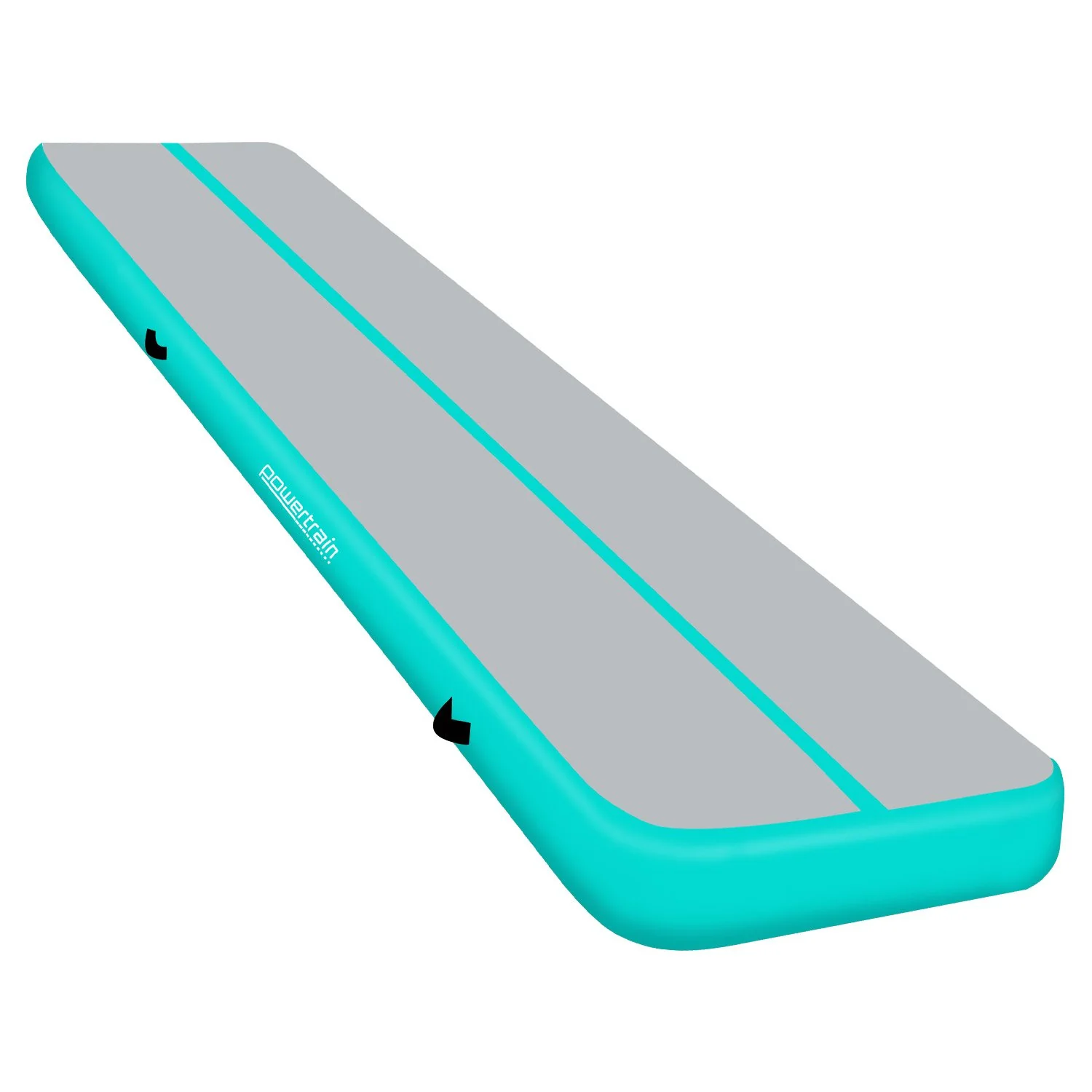 Powertrain 8m x 1m x 20cm Air Track Inflatable Gymnastics Mat Tumbling (Grey Green)