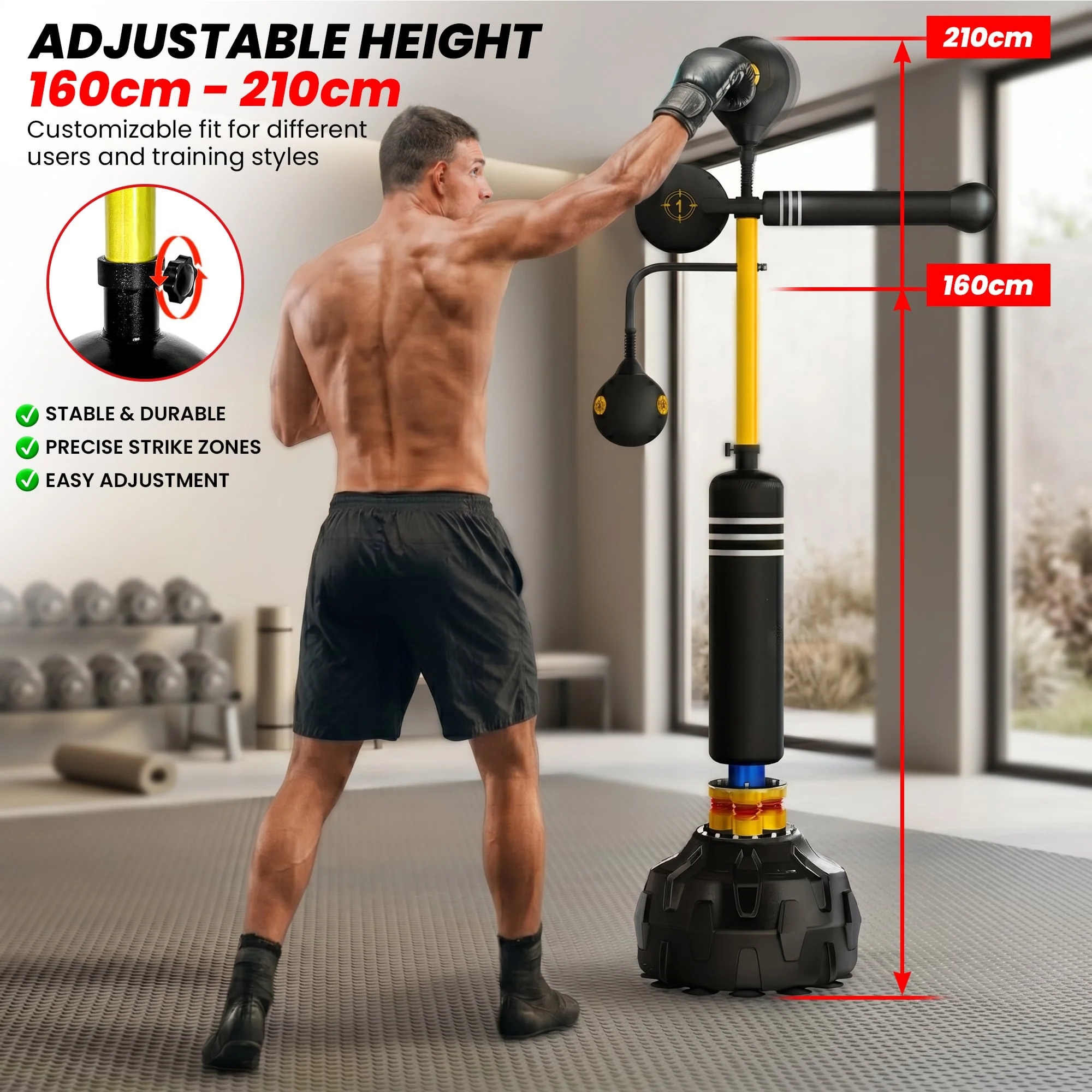 Powertrain Freestanding Boxing Trainer 5 in 1 Reflex Training System - Image 6