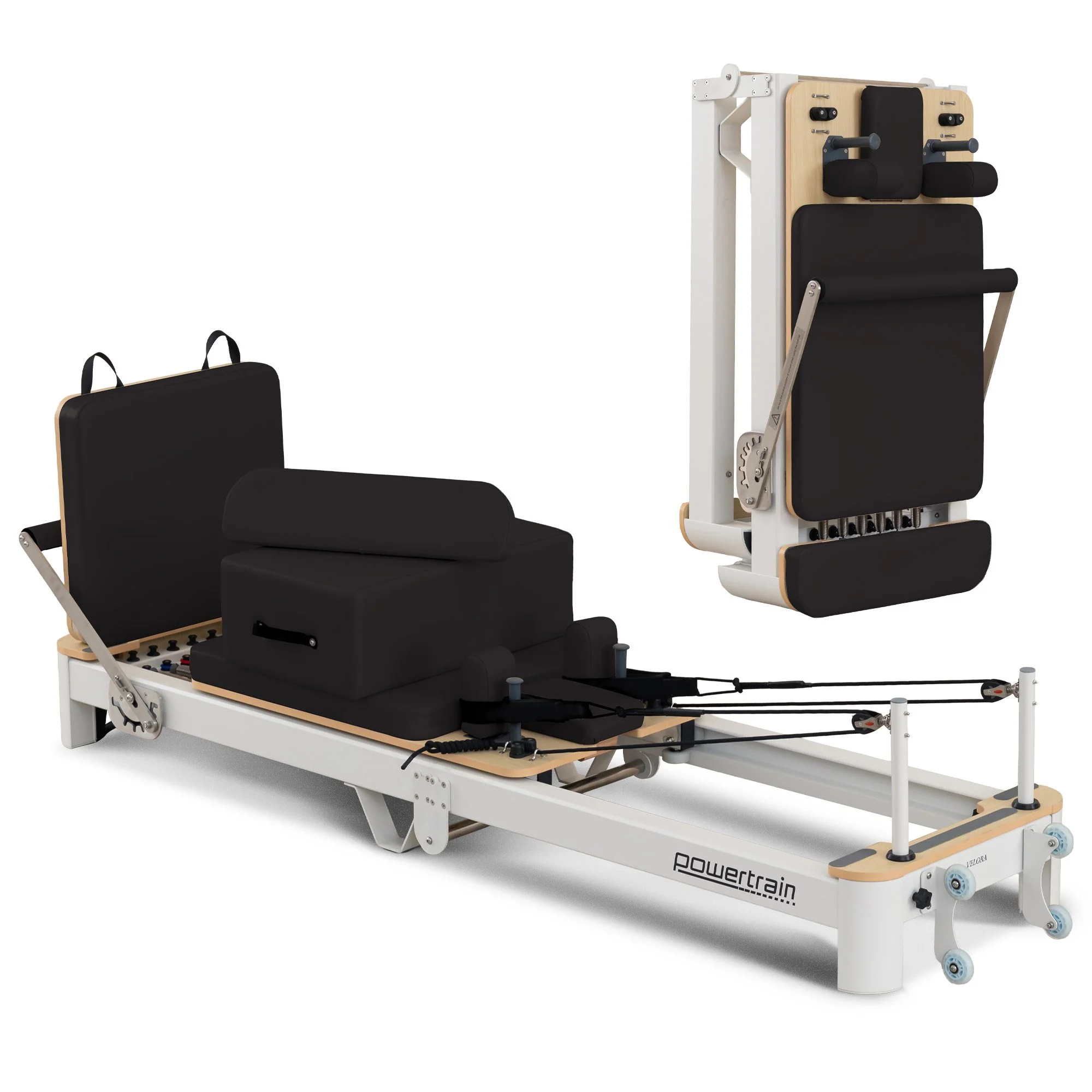 Powertrain Velora Pilates Reformer Machine Aluminum Foldable Multifunctional Home Gym Equipment (Black)