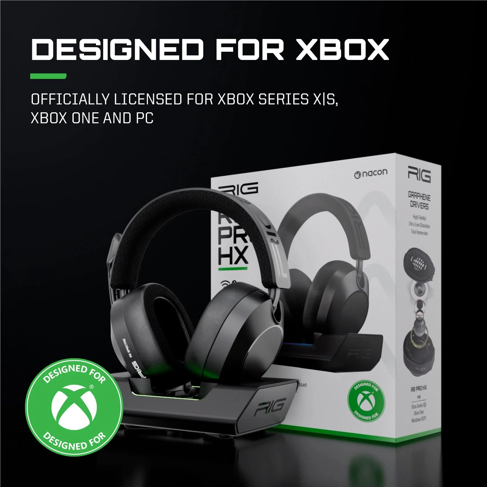 RIG R8 SPECTRE PRO HX Dual Wireless Gaming Headset and Base Station for Xbox (Black) - Image 2