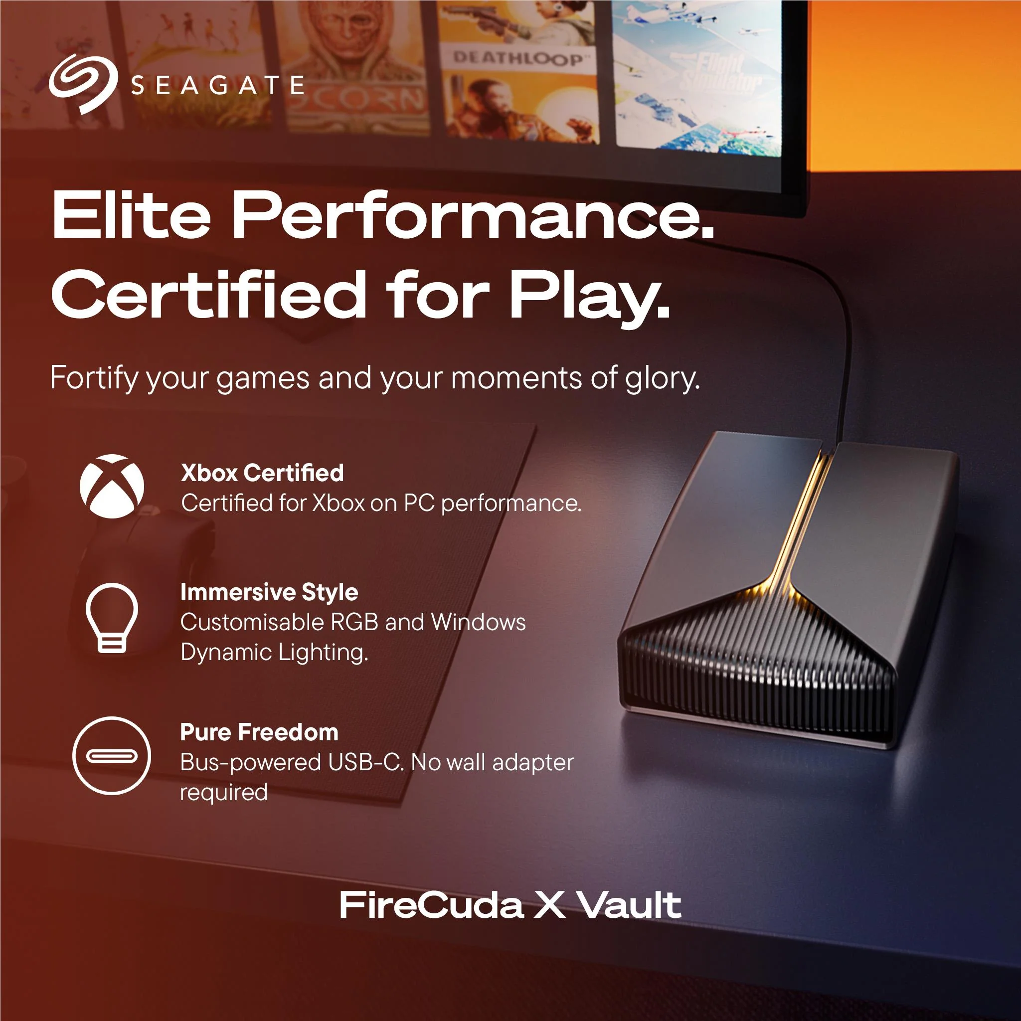 Seagate FireCuda X Vault USB-C External Gaming Hard Drive 20TB - Image 2
