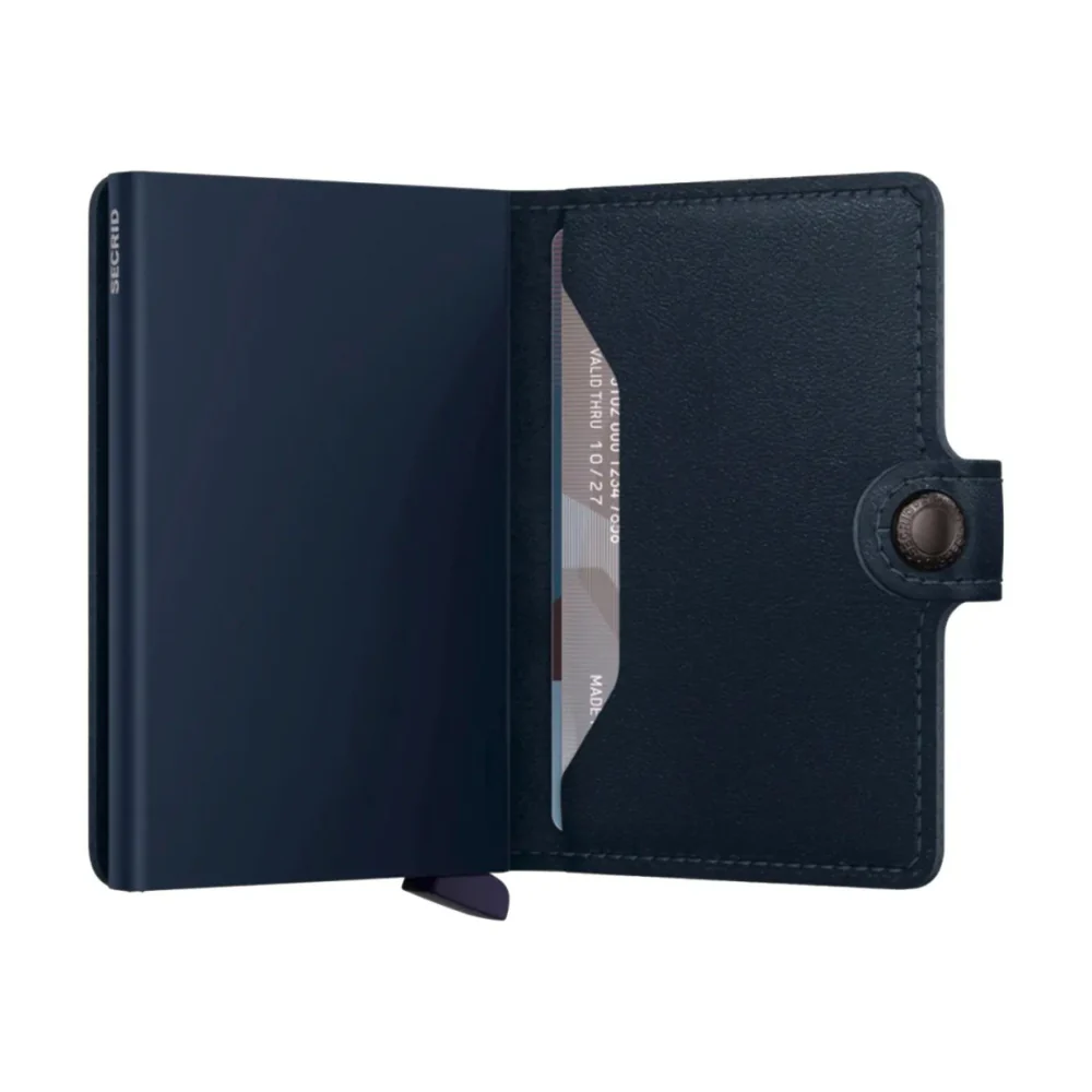 Secrid Miniwallet Compact RFID Mens Travel Wallet European Leather Navy - Image 3
