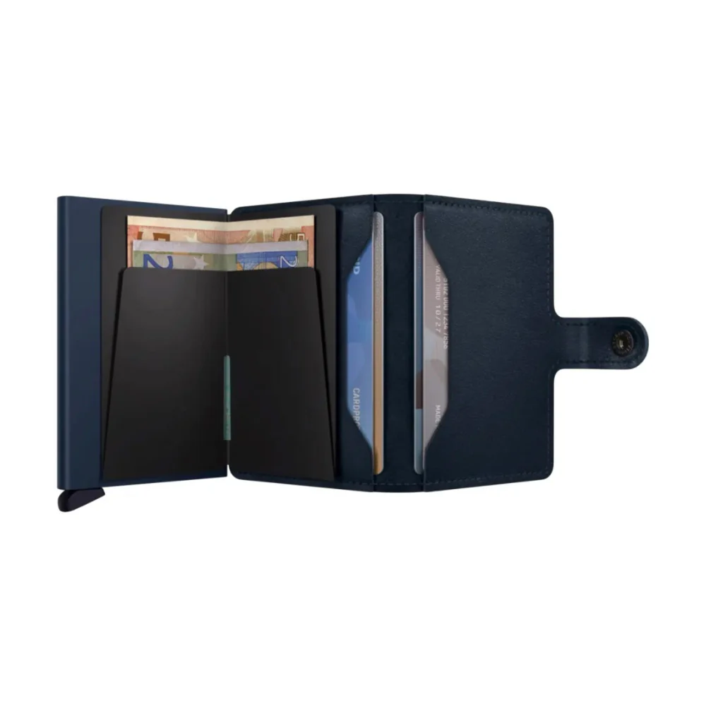 Secrid Miniwallet Compact RFID Mens Travel Wallet European Leather Navy - Image 4