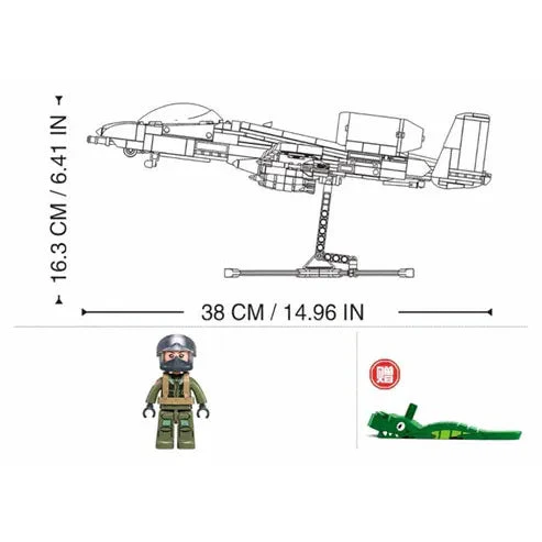 Sluban 1/44 701pc Model Bricks A10CS Attack Aircraft - Image 4