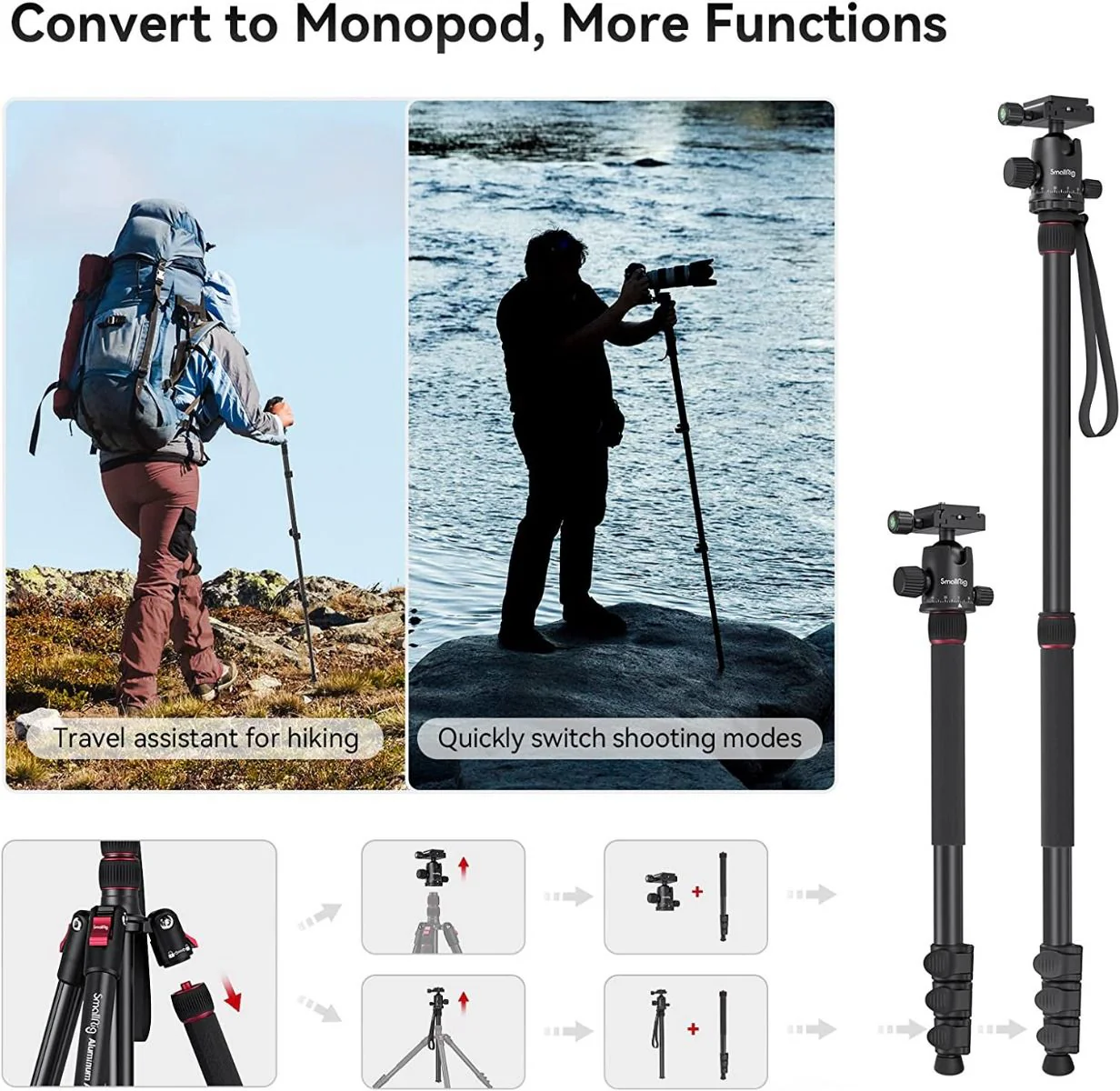 SmallRig CT-20 Aluminium Alloy Tripod - Image 8