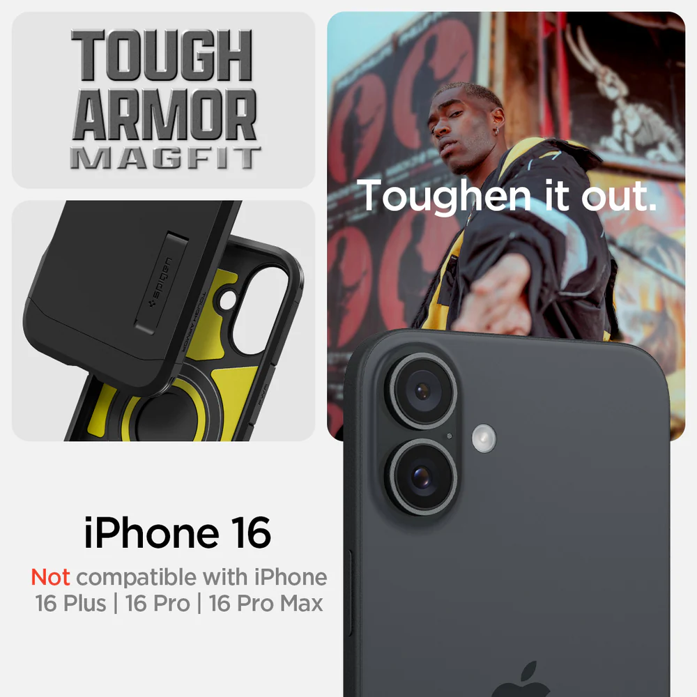 Spigen Apple iPhone 16 Tough Armor (MagFit) Case (Black) - Image 2