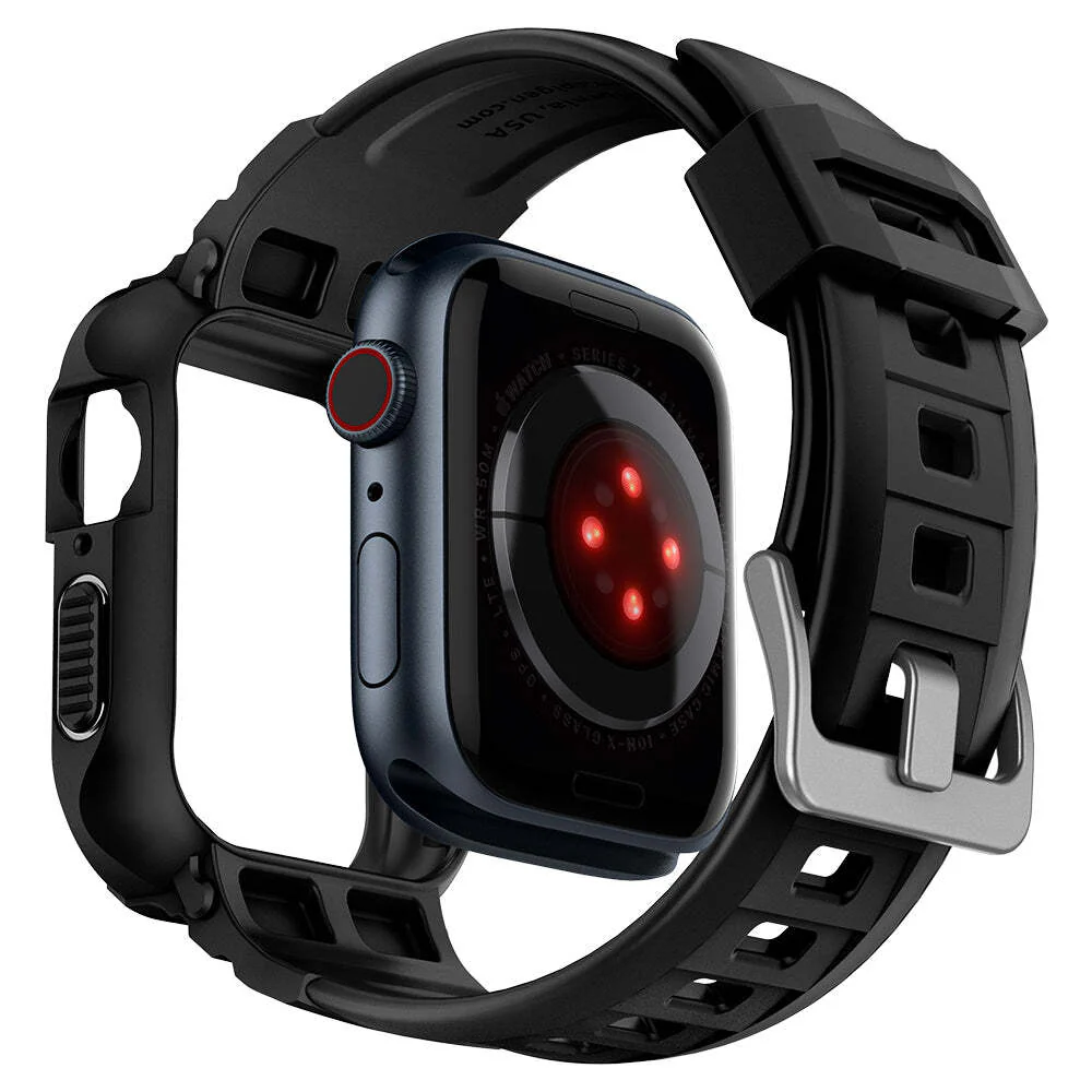 Spigen Apple Watch SE3/9/8/SE2/7/6/SE/5/4 (41mm/40mm) Rugged Armor Pro Band Case (Black) - Image 4