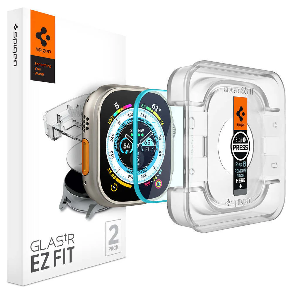 Spigen Apple Watch Ultra 3/2/1 49mm EZ Fit GLAS.tR Slim Glass Screen Protector 2PCS (Clear) - Image 2
