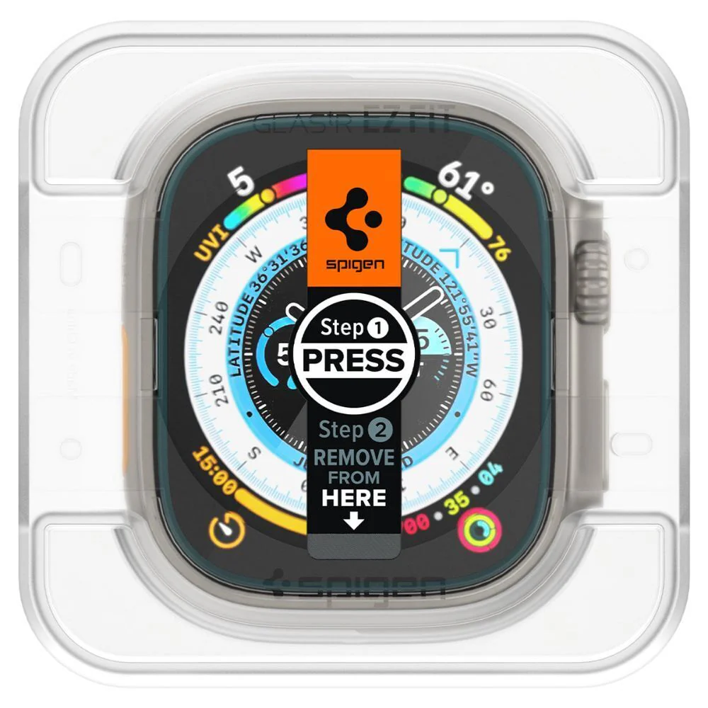 Spigen Apple Watch Ultra 3/2/1 49mm EZ Fit GLAS.tR Slim Glass Screen Protector 2PCS (Clear) - Image 3