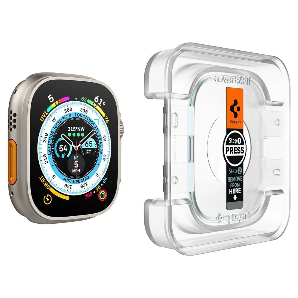 Spigen Apple Watch Ultra 3/2/1 49mm EZ Fit GLAS.tR Slim Glass Screen Protector 2PCS (Clear) - Image 4