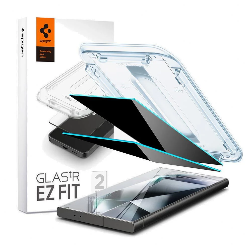 Spigen Samsung Galaxy S24 Ultra EZ Fit GLAS.tR Privacy 2PCS Glass Screen Protector - Black