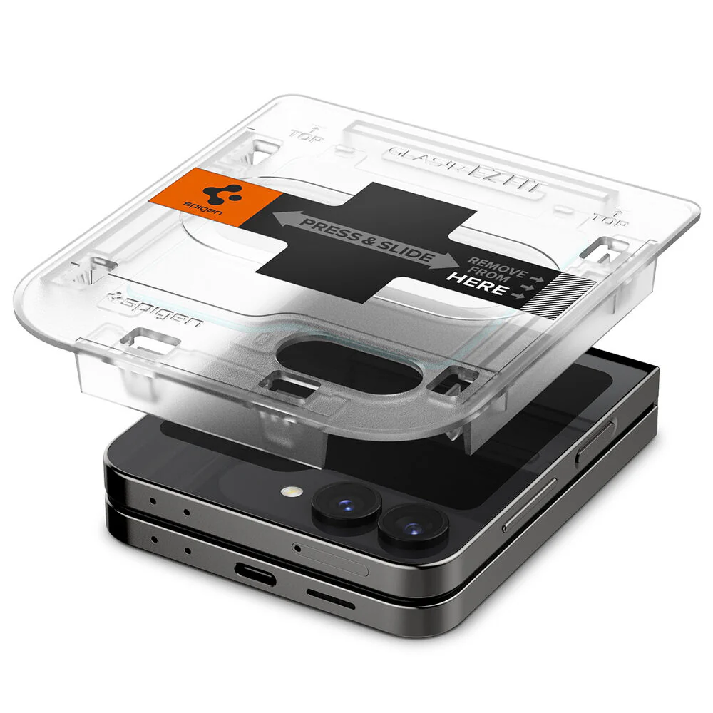 Spigen Samsung Galaxy Z Flip 6/7 FE EZ Fit GLAS.tR Slim 2PCS Glass Screen Protector (Clear) - Image 5
