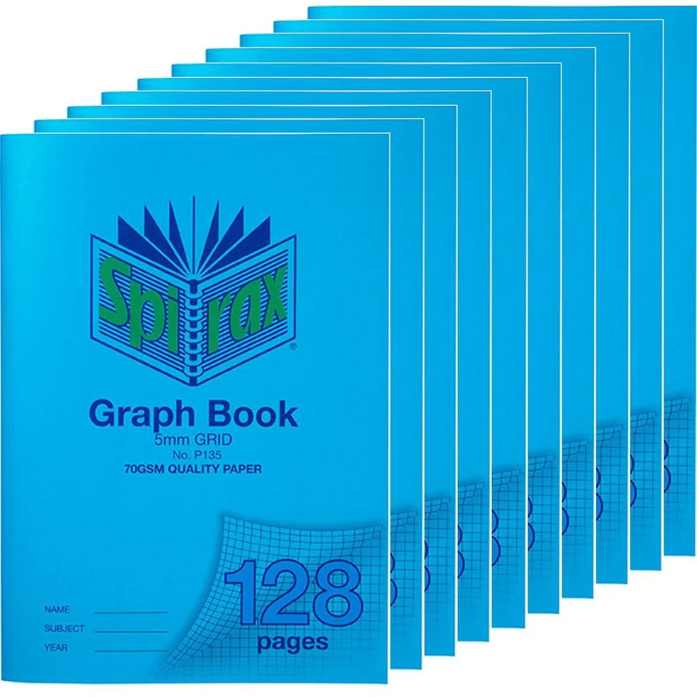 Spirax P135 Graph Book 5mm Grid 128 Page A4 (Blue) [10 Pack]