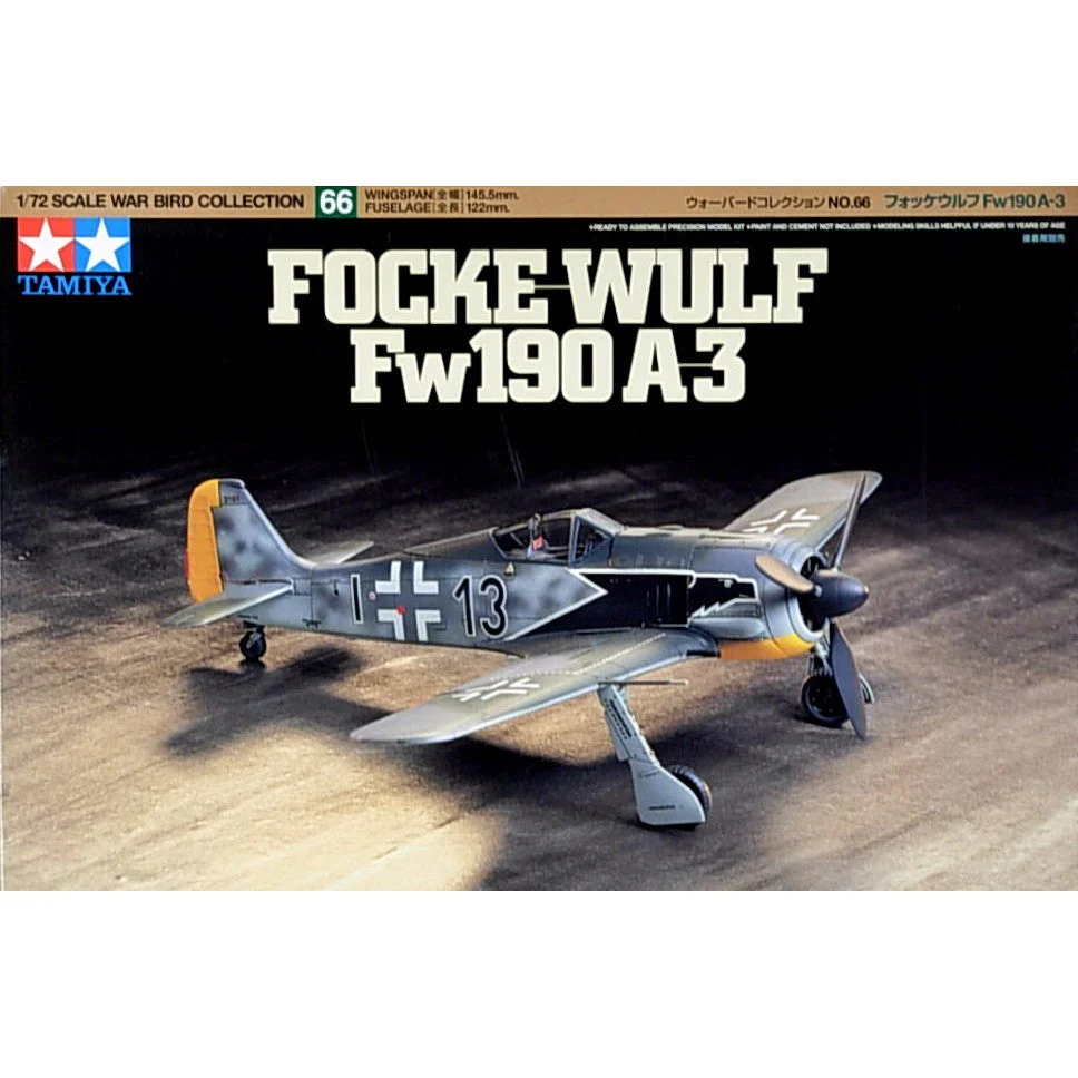 Tamiya 1/72 Focke-Wulf Fw190 A-3 Fighter Scaled Plastic Model Kit - Image 2