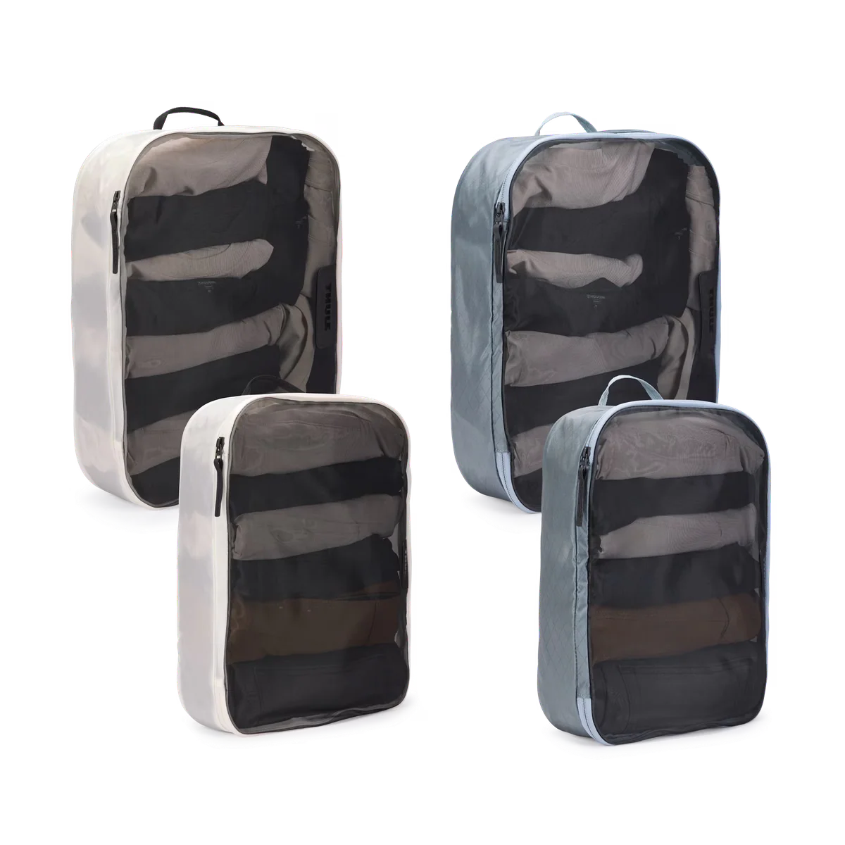 Thule Packing Cubes (Family Set of 4) Colour Coded Travel Organiser Bags in Pond Grey/White - Image 2