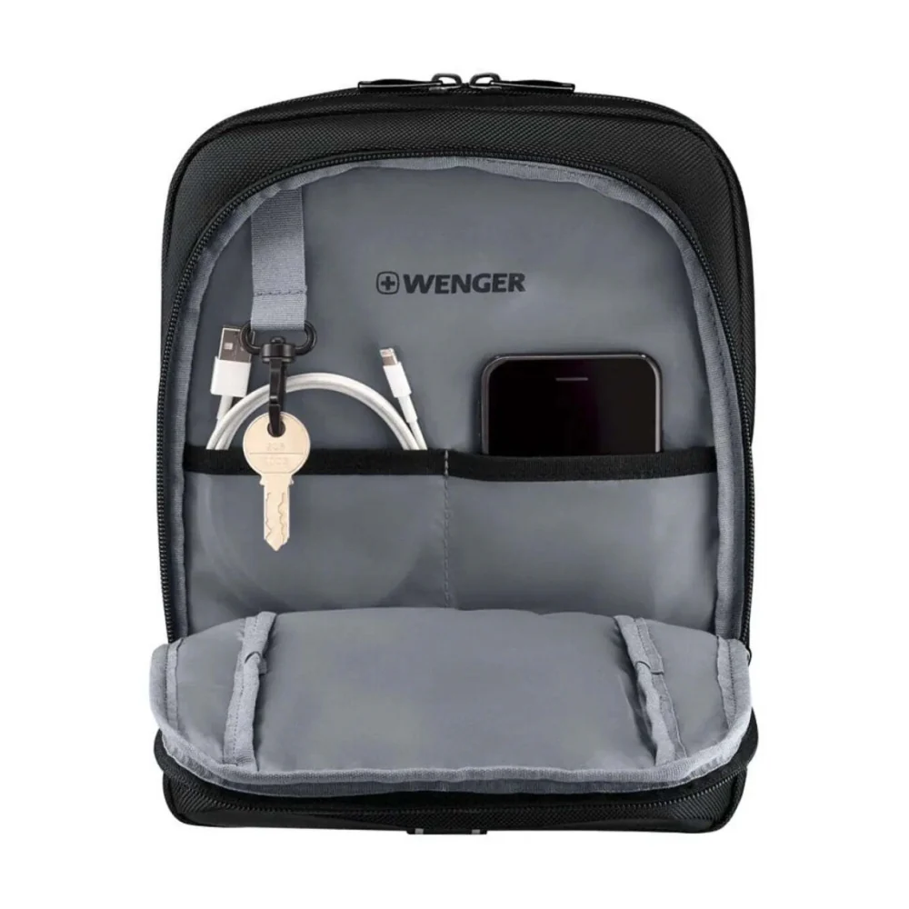 Wenger XE Crossbody Bag With 11 Inch Tablet Pocket Recycled PET Polyester Black. - Image 4