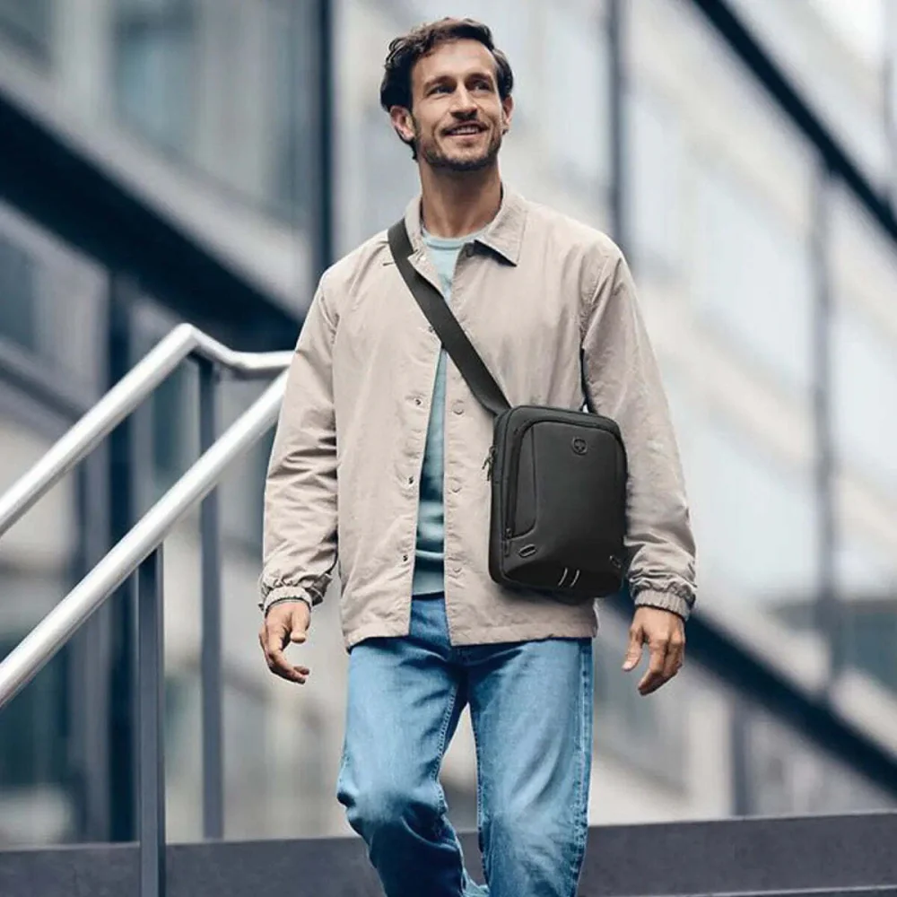 Wenger XE Crossbody Bag With 11 Inch Tablet Pocket Recycled PET Polyester Black. - Image 6