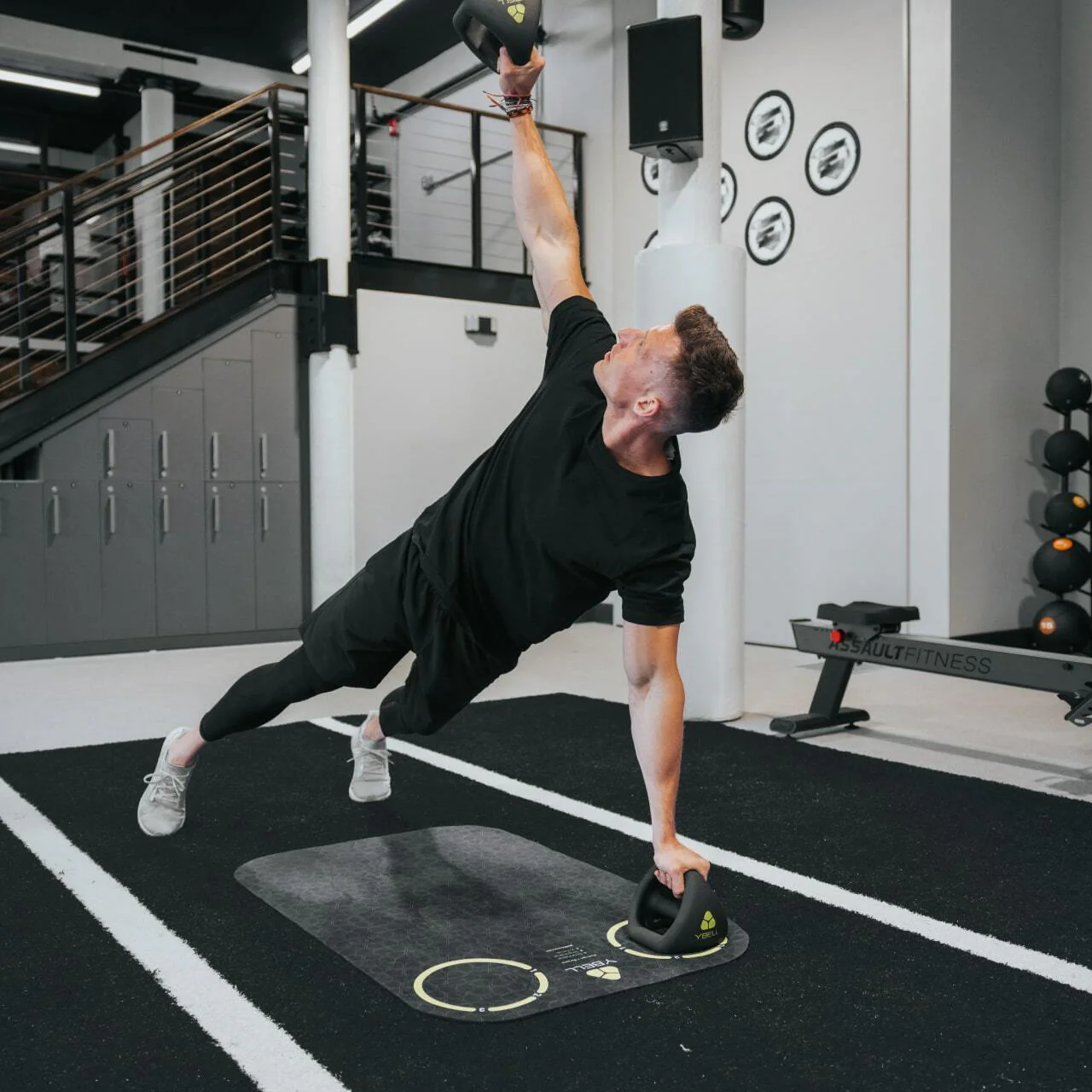 YBell 111cm Exercise Mat Workout Home Gym Fitness Yoga/HIIT Non-Slip Pad Black - Image 5